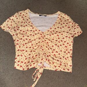 Floral Ruched Yellow Top